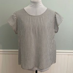 bobeau |  Striped Flutter Sleeve Top